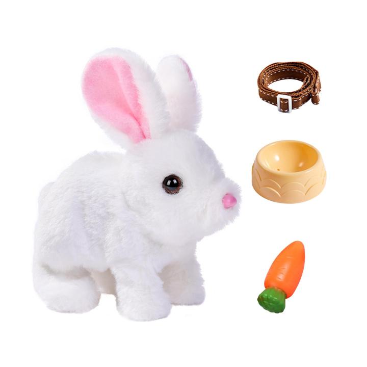 Trendiq Realistic Movements Plush Bunny Interactive Walking Bunny Toy with Realistic Sounds Educational Plush Rabbit Doll for Kids Cute Fun Gift for Children in Asia Electric Plush Rabbit Toy