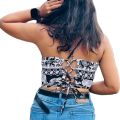 Summer Crop Tops Women Sleeveless  T Shirt Top Fashion Black Lace Up Tank Top Tumblr Ladies Crop Top. 