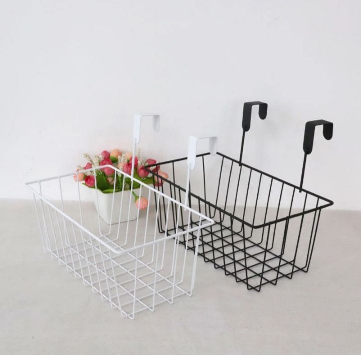 Metal%20White%20Rust%20Resistant%20Hanging%20Basket%20Grid%20Storage%20Baskets%20with%20Hooks%20,%20Over%20Door%20Hanging%20Basket,%20Hanging%20Cabinet%20Storage%20Organizer%20for%20Bathroom%20and%20kitchen%20-%20Image%203