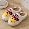 ASIFN Smile Face Cowgirl Slippers Fluffy Cushion Slides Cute Womens Comfortable Cozy Comfy Smile Slippers Women Slides. 