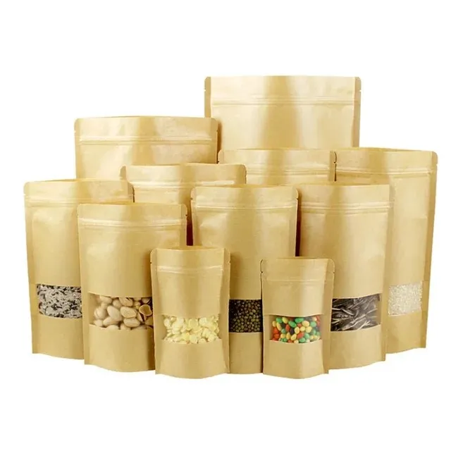 25pcs%2012x20cm%20Brown%20Kraft%20Paper%20Transparent%20Zip%20lock%20Standup%20Pouch%20Bags%20With%20Clear%20Translucent%20Window%20For%20Dried%20Food,%20Candy,%20Spices%20&%20Nuts%20-%20Image%206