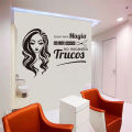 Spanish Beauty Salon Hairdressers Who Has Magic Trucos Women Wall Stickers Vinyl Hair Nail Spa Shop Window Glass Decals RU2601. 