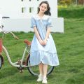 Doll Collar College Style Girl Dress Summer Junior High School Student High School Girls' Summer Wear Long below the Knee Long Skirt. 