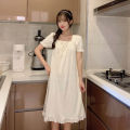Vintage Kawaii Nightgowns Cotton Women's Sleepwear Lace Ruffle Collar Peignoirs Lounge Wear Victorian Night Dress Ladies Nightie. 
