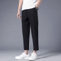 Spring and Summer Drooping Straight Cropped Suit Pants Men's Slim Fit Skinny Pants Korean Fashion Men's Suit Pants Trousers 1/2 Pieces. 