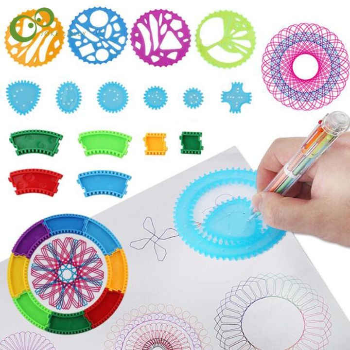 Spirograph Drawing set with 6 Colors Ballpoint Pen Free Style Create Designs Patterns Art Paint Coloring Spiral Toys GYH