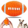 Dog Toy Rubber Squeak Rugby Shape Chew Pets Play Toy Funny Bone Face Design Interactive Play Oval Dog Toys for Medium Large Dogs Cat Puppy Sound Tool Supplies. 