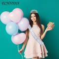 Birthday Tiara Sparkling Birthday Queen Tiara Sash Set Festive Headwear for Women's Party Decor Crown Comb Happy Birthday Sash Perfect for Southeast Asian Buyers Adjustable Birthday Belt. 