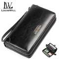 LouisWill Men Long Wallet Fashion Wallets for Men Purse PU Leather. 