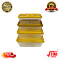 4 Pieces different sizes Transparent Plastic Food Containers Set (RECTANGULAR EXTRA LARGE,LARGE,MEDIUM,SMALL) Kitchen Grain Spicy Curry Lunch Boxes. 