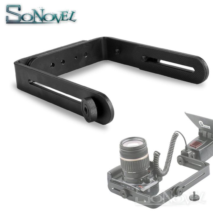 L Camera Flash Bracket frame twin double Speedlite & DSLR Camera Holder ...