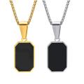 Double Layer Necklaces for Men Geometric Square Pendant Wheat Box Cuban Chain Cool Boy Collar Necklace. 