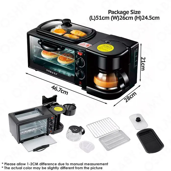 SOKANY%203%20In%201%20Multi%20Function%20Breakfast%20Maker%20Machine%20220V%201250W%20With%20Electric%20Oven%20Drip%20Coffee%20Maker%20Frying%20Tray%20Tea%20Pot%20Home%20Appliance%20-%20Image%203