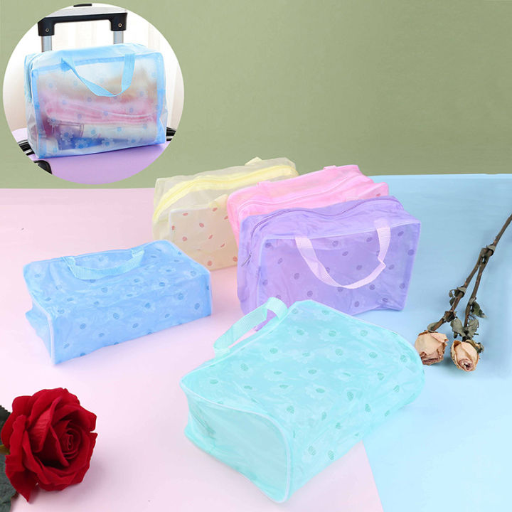 Clear Transparent Plastic PVC Travel Makeup Bag Cosmetic Toiletry Zip Bag Pouch Encounter