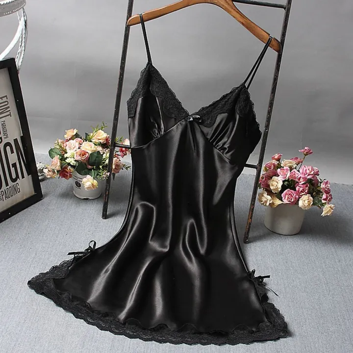 Lingerie%20Home%20Dress%20Ladies%20Lace%20Summer%20Silk%20Satin%20Skirt%20Sleepwear%20Nightwear%20Nightdress%20-%20Image%204