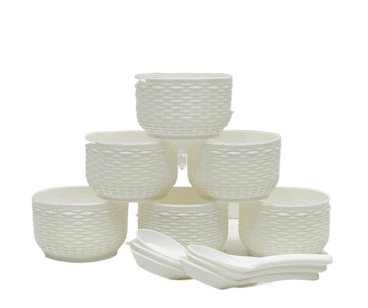 6 Pcs Plastic Cup Set/Kitchen Plastic Bowl's With Spoon