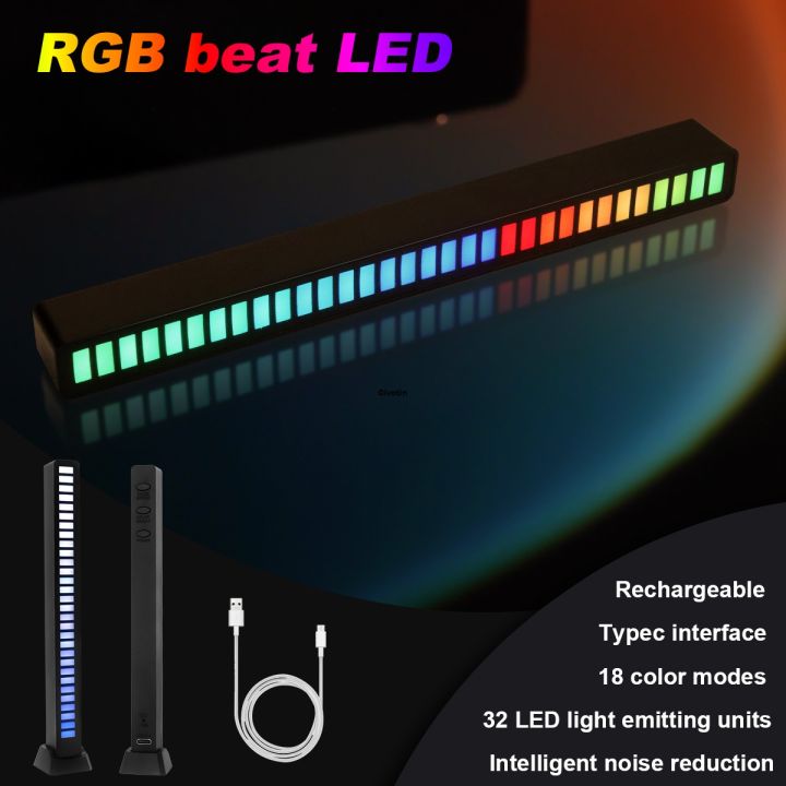 RGB Music Sound Control LED Strip Light Bluetooth App Pickup Voice Activated Rhythm Ambient Bar Lamp For Night TV Computer