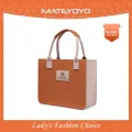 MATEYOYO Felt Bag Color Blocked Felt Tote Bag Felt Bag Thickened High-Capacity Shopping Handbag Daily Commuting Bakery Coffee Shop Shoulder Bag Simple And Fashionable Office Handbag. 