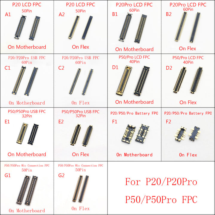 2pcs USB Charging FPC Connector On Motherboard For Huawei P20 P50 Pro ...