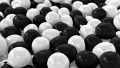 Black Happy Birthday Decoration Kit - Black Happy Birthday Foil Banner, 20 Black Latex Balloon And 20 White Latex Balloons - 41Pcs. 