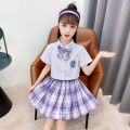 JK Uniform Suit Primary School Student Genuine Girl's Domineering Plaid Skirt School Uniform Grade 3 12 Summer Pleated Skirt. 