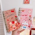 【NEW】 Kawaii Bear Bunny Spiral Binder Notebook Grid Horizontal Lines Inner Core Aesthetic Agenda Planner Organizer Note Book Journals. 