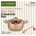 THE HARVEST 26 CM Eco-Friendly Ceramic Non-Stick Casserole Pan with Induction Bottom & Free Bamboo Spatula. 