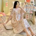 Artificial Cotton Nightdress Women's Summer Dress 2024 New Pajamas Artificial Cotton Pregnant Women Outwear Pajamas Long. 