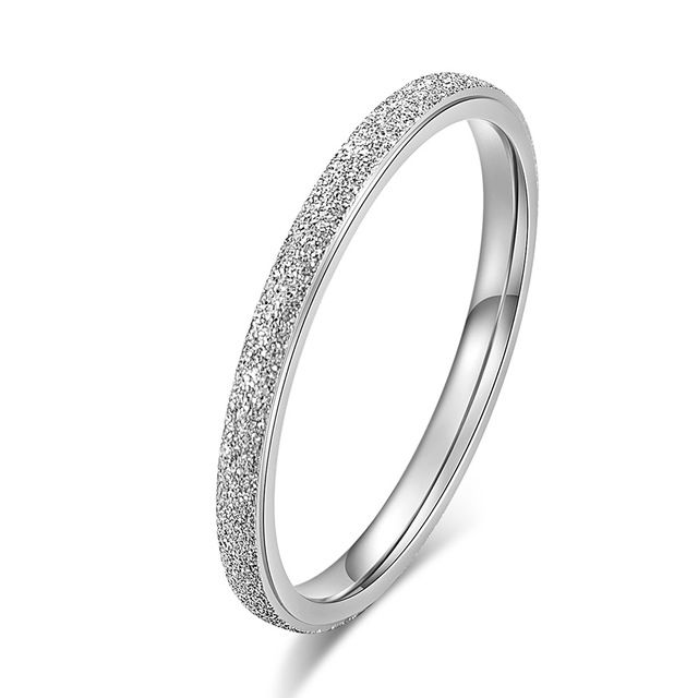 【Fullyoung_520 Store】2/4/6mm High Quality Fashion Simple Frosted Stainless Steel Women Wedding Rings Rose Matte Finger Rings for Women Jewelry 2020