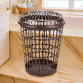 Round Shape Home Dirty Clothes Storage Extra Large Plastic Laundry Basket with Lid - BLACK. 
