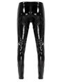 #S-4XL Mens Wet Look Patent Leather Leggings Two-way Zippehappyr Tight Long Trousers Skinny Pants Clubwear Latex Leggings. 