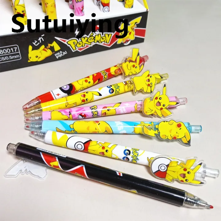 Sutuiying%206pcs%20Anime%20Pokemon%20Pikachu%20Press%20Gel%20Pens%20For%20Writing%20Cute%200.5mm%20Black%20Ink%20Neutral%20Pen%20Promotional%20Gift%20Office%20School%20Supplies%20-%20Image%205