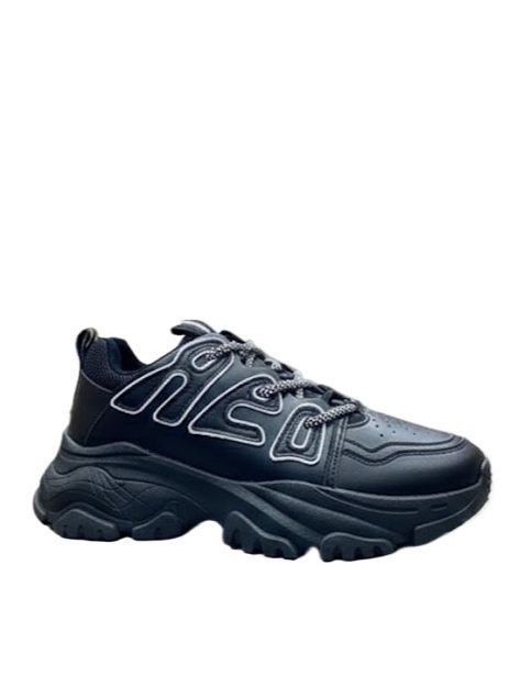 Black  Chunky Embroided Sneaker