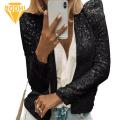 Women Sequin Jacket Sparkling Sequin Round Neck Cardigan for Women Elegant Long Sleeve Jacket for Commute Club Party Solid Color Open Stitch Design Women Coat. 