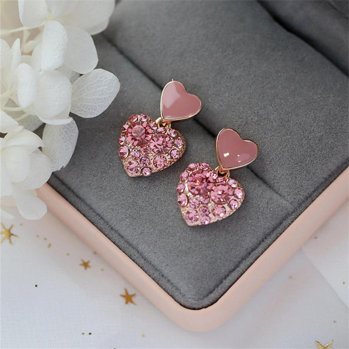 Hypoallergenic%20Pink%20%20Earrings%20Gift-ready%20Sparkling%20Fashionable%20Heart%20Studs%20%20Dainty%20Cute%20Earrings%20for%20Daily%20Wear%20Party%20Accessory%20Women's%20Gift%20Fashion%20Statement%20Birthday%20Present%20-%20Image%202