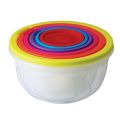 Round High Temperature Resistant Plastic Containers Set 5 Pieces/ 5 peices plastic bowl / tub set/ multicolor lid. 