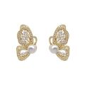 Enacolor  Delicate Crystal Butterfly Earrings Pearl Earring for Women Girl Ins New. 