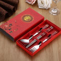 3PC Tableware Stainless Steel Chopsticks Spoon Fork Gift Box Portable Travel SEVICH. 