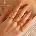 Enacolor Titanium Steel Fashion Gold A-Z Letter Ring Adjustable Women Trendy Opening Rings Girl Gifts. 