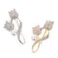 1Pc Brooch Rhinestone Tulip Flower Brooch Anti-glare Suit Brooch Collar Pin Jewelry. 
