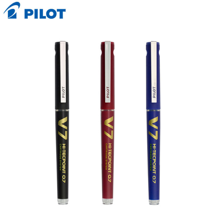 Pilot V7 Hi-Tecpoint System Rollerball Pen Medium Point 0.7mm Needle Tip Black/red/blue Refillable Writting Bxc-V7