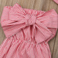 Newborn Kids Baby Girls Off Shoulder Striped Bodysuit With Big Bow Summer Babygrow Jumpsuit Outfits Wholesale. 