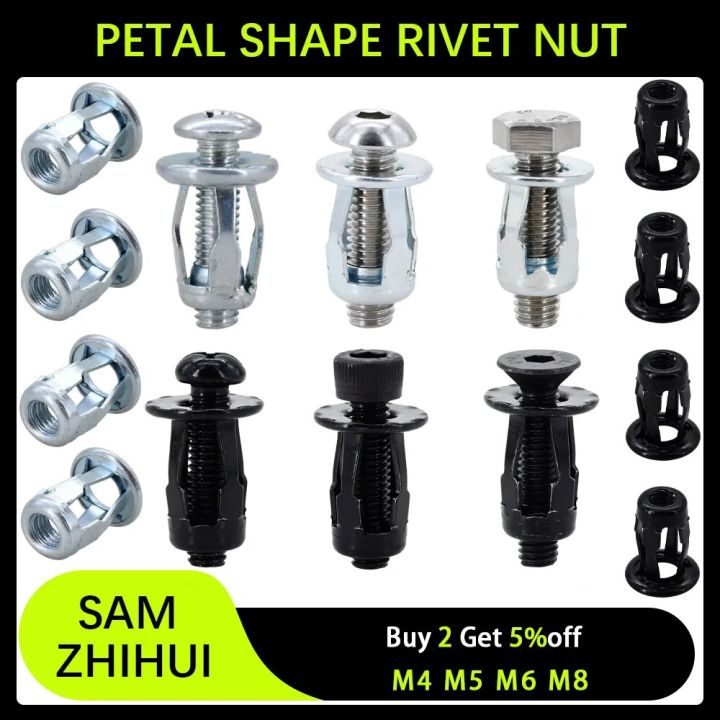 5/10/15Pcs Petal Shape Metal Rivet Nuts Molly Jack Nut Carbon Steel ...