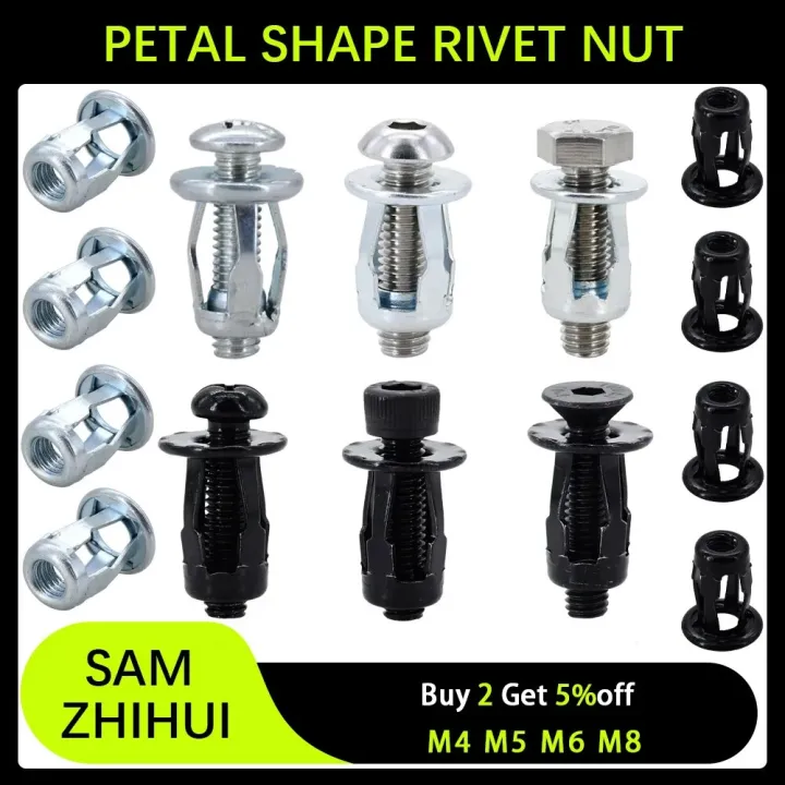 5/10/15Pcs Petal Shape Metal Rivet Nuts Molly Jack Nut Carbon Steel ...