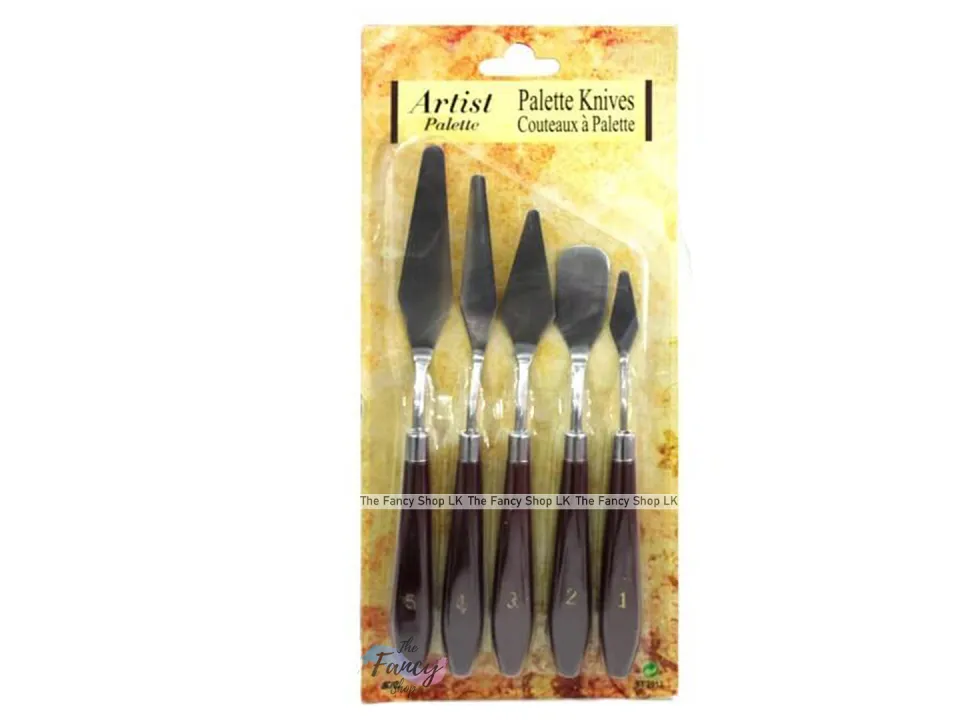 Set 5 Palette Pittura In Acciaio Inox - Coltelli Raschietto Per Olio E Acrilico, Manico In Plastica - Foto 6