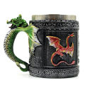 【BestGO】1PCS Personalized Double Wall Stainless Steel 3D Skull Mugs Coffee Cup Mug Skull Knight Tankard Dragon Drinking Cup. 