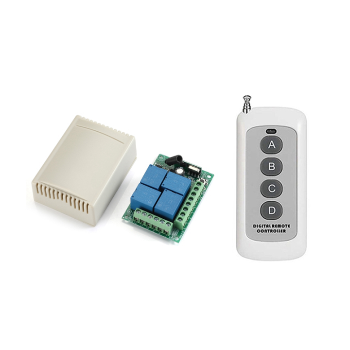 Wireless Remote Control Switch with 4 Channel 433Mhz Garage Remote Control Easy to Use