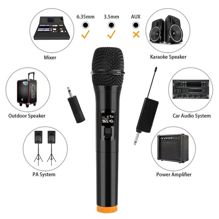 Wireless Professional UHF Microphone with Wireless Receiver | Wireless Mic FM Mic with Rechargeable Receiver Dynamic Handheld Microphones