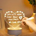 [ Featured ] Romantic Creative Gift 3D DIY Calendar Table Lamp LED Note Message Board Night Light Acrylic USB Light With Pen Wedding Festive Room Decor. 