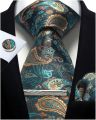 100% Silk Necktie Paisley Floral Mens Tie Top Quality Business Tie Pocket Square Tie Clip Cufflinks Set Classic For Men Gift Box. 